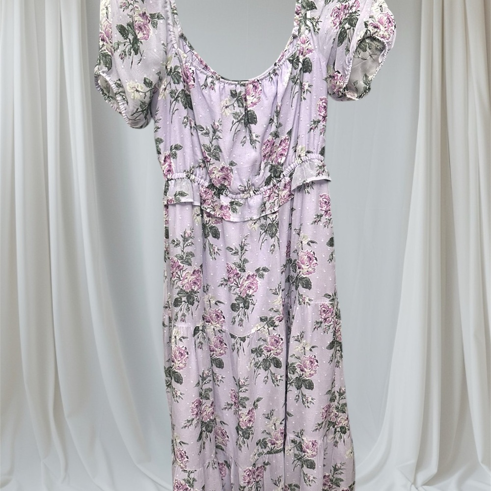 PAIGE puff sleef purple floral dress